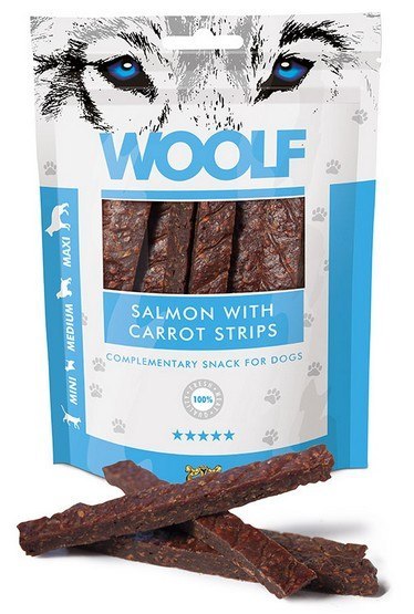 Woolf Woolf Salmon With Carrot Strips 100g Woolf Woolf Salmon With Carrot Strips 100g