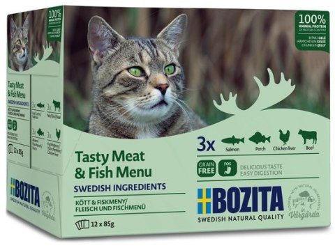 Bozita Bozita Cat Multibox z mięsem i rybą w galaretce saszetki 12x85g