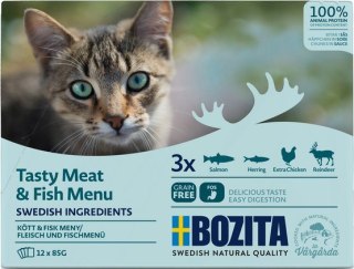 Bozita Bozita Cat Multibox z mięsem i rybą w sosie saszetki 12x85g