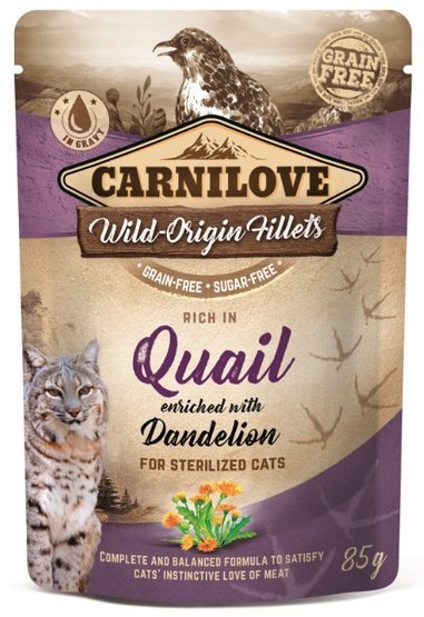 Carnilove Carnilove Cat Quail & Dandelion Sterilised - przepiórka i mniszek saszetka 85g