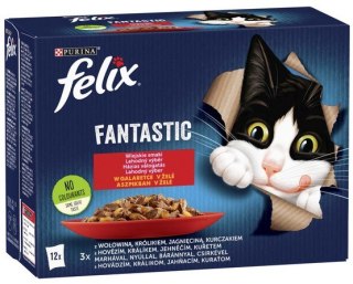 Felix Fantastic Felix Fantastic Wiejskie Smaki w galaretce kurczak/wołowina/królik/jagnięcina saszetki 12x85g