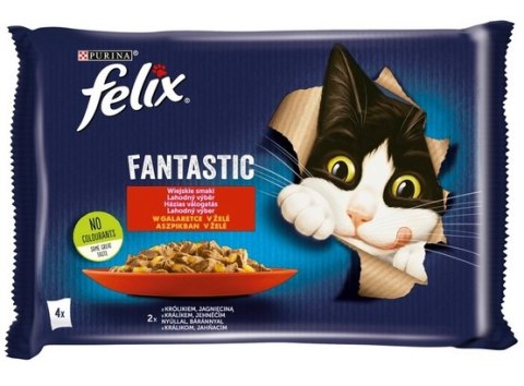 Felix Fantastic Felix Fantastic Wybór Mięs (królik+jagnięcina) w galaretce saszetka 4x85g