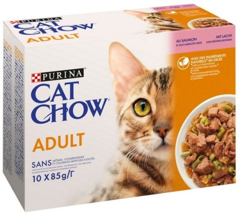 Purina Cat Chow Purina Cat Chow Łosoś i zielona fasolka saszetki 10x85g