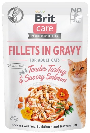 Brit Brit Care Cat Fillets In Gravy Tender Turkey & Savory Salmon saszetka 85g