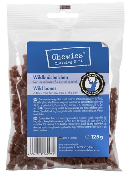 Chewies Chewies Goodies (Training) Kosteczki Mini Dziczyzna 125g