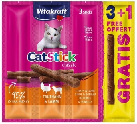 Vitakraft Vitakraft Cat Stick Classic indyk + jagnięcina 4szt (3+1 gratis) Vitakraft Vitakraft Cat Stick Classic indyk + jagnięcina 4szt (3+1 gratis)