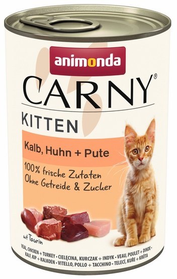 Animonda Carny Animonda Carny Kitten Cielęcina + Kurczak + Indyk puszka 400g Animonda Carny Animonda Carny Kitten Cielęcina + Kurczak + Indyk puszka 400g