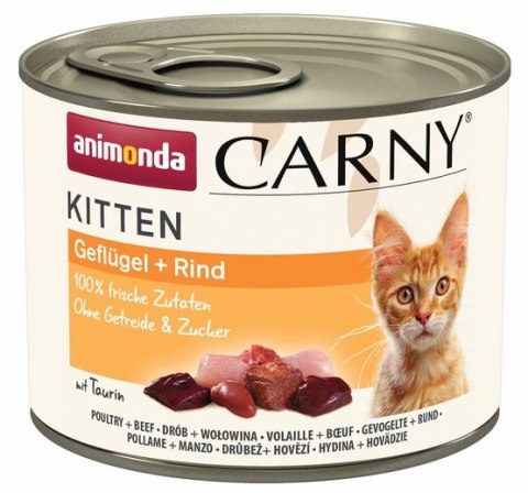 Animonda Carny Animonda Carny Kitten Wołowina + Drób puszka 200g Animonda Carny Animonda Carny Kitten Wołowina + Drób puszka 200g