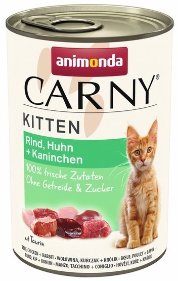 Animonda Carny Animonda Carny Kitten Wołowina, Kurczak + Królik puszka 400g Animonda Carny Animonda Carny Kitten Wołowina, Kurczak + Królik puszka 400g