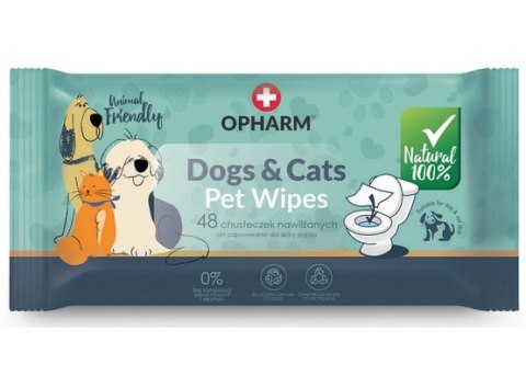 Opharm Opharm Dogs & Cats Pet Wipes - chusteczki nawilżane dla psa i kota 48szt