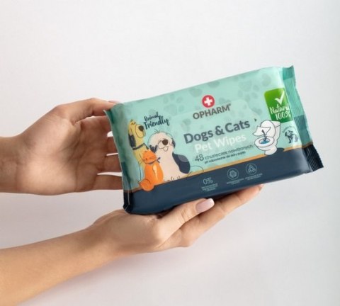 Opharm Opharm Dogs & Cats Pet Wipes - chusteczki nawilżane dla psa i kota 48szt