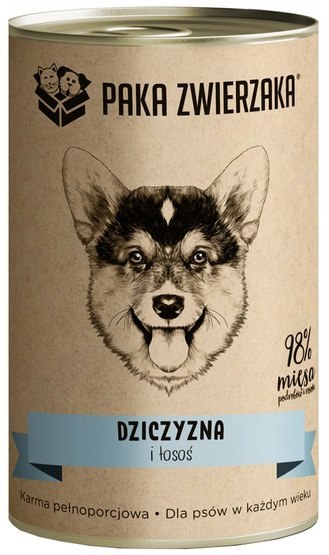 Paka Zwierzaka Paka Zwierzaka Dziczyzna i łosoś puszka 400g Paka Zwierzaka Paka Zwierzaka Dziczyzna i łosoś puszka 400g