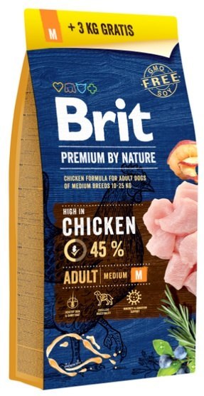 Brit Brit Premium By Nature Adult M Medium 18kg (15+3kg gratis)