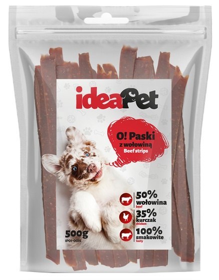 IdeaPet IdeaPet Paski z wołowiną 500g