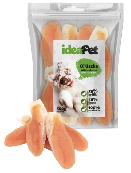 IdeaPet IdeaPet Uszka królicze z kaczką 500g