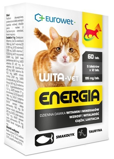 Eurowet Wita-Vet Kot Energia Junior + Adult 60tabl