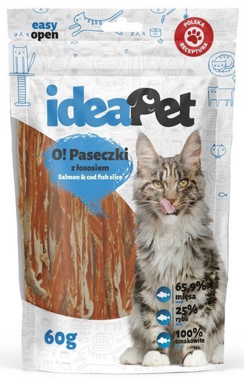 IdeaPet IdeaPet O! Kot Paski z łososiem 60g