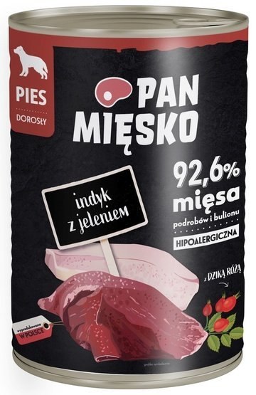 Pan Mięsko Pan Mięsko Karma mokra dla psa Indyk z jeleniem puszka 400g