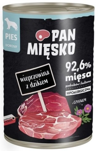 Pan Mięsko Pan Mięsko Karma mokra dla psa Wieprzowina z dzikiem puszka 400g