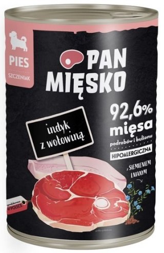 Pan Mięsko Pan Mięsko Karma mokra dla szczeniąt Indyk z wołowiną puszka 400g