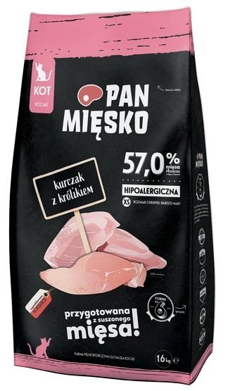 Pan Mięsko Pan Mięsko Karma sucha dla kociąt - kurczak i królik chrupki XS 1,6kg