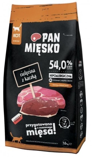 Pan Mięsko Pan Mięsko Karma sucha dla kota - cielęcina i kaczka chrupki M 1,6kg