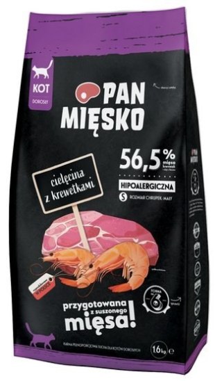 Pan Mięsko Pan Mięsko Karma sucha dla kota - cielęcina i krewetki chrupki S 1,6kg