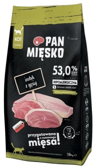 Pan Mięsko Pan Mięsko Karma sucha dla kota - indyk i gęś chrupki S 1,6kg