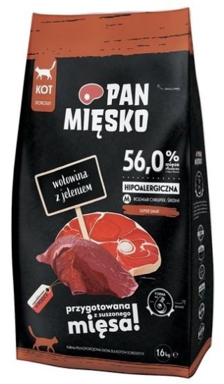 Pan Mięsko Pan Mięsko Karma sucha dla kota - wołowina i jeleń chrupki M 1,6kg