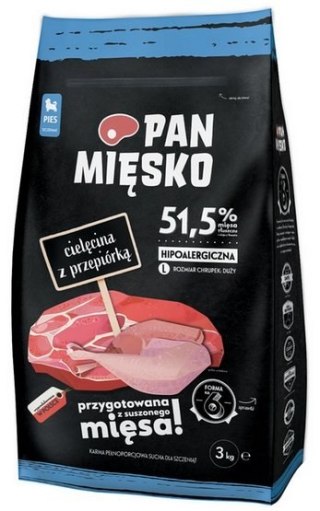 Pan Mięsko Pan Mięsko Karma sucha dla psa - dla szczeniąt cielęcina i przepiórka chrupki L 3kg