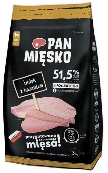 Pan Mięsko Pan Mięsko Karma sucha dla psa - indyk i bażant chrupki S 3kg