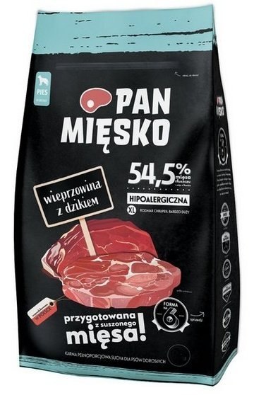 Pan Mięsko Pan Mięsko Karma sucha dla psa - wieprzowina i dzik chrupki XL 20kg