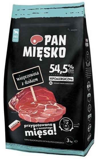 Pan Mięsko Pan Mięsko Karma sucha dla psa - wieprzowina i dzik chrupki XL 3kg