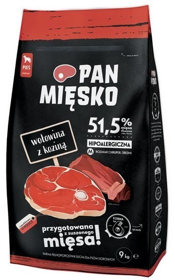 Pan Mięsko Pan Mięsko Karma sucha dla psa - wołowina i kozina chrupki M 9kg