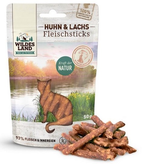 Wildes Land Wildes Land Cat Fleischsticks Huhn & Lachs 50g Wildes Land Wildes Land Cat Fleischsticks Huhn & Lachs 50g