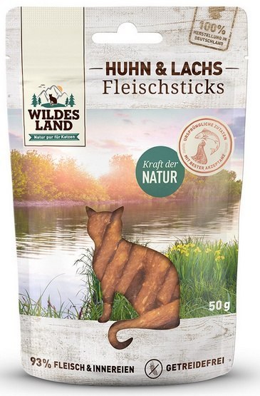 Wildes Land Wildes Land Cat Fleischsticks Huhn & Lachs 50g Wildes Land Wildes Land Cat Fleischsticks Huhn & Lachs 50g