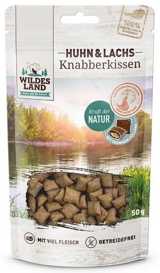 Wildes Land Wildes Land Cat Knabberkissen Huhn & Lachs 50g Wildes Land Wildes Land Cat Knabberkissen Huhn & Lachs 50g