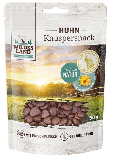 Wildes Land Wildes Land Cat Knuspersnack Huhn & Ringelblum 50g