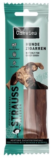 Chewies Chewies Hundezigarren Straub & Beeren - struś & owoce 75g