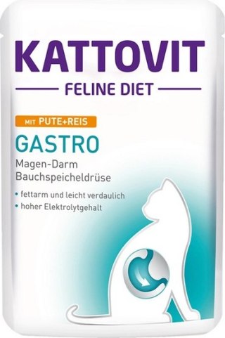 Kattovit Kattovit Feline Diet Gastro indyk i ryż saszetka 85g