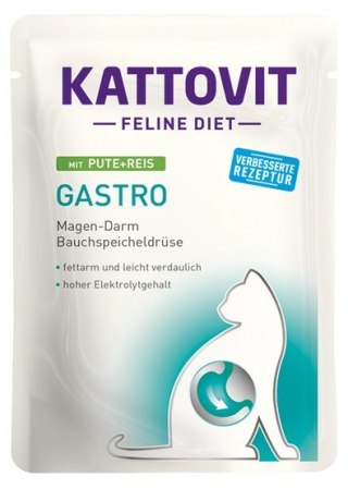 Kattovit Kattovit Feline Diet Gastro indyk i ryż saszetka 85g