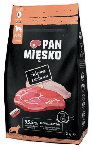 Pan Mięsko Pan Mięsko Karma sucha dla psa - cielęcina i indyk chrupki XL 3kg