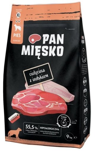 Pan Mięsko Pan Mięsko Karma sucha dla psa - cielęcina i indyk chrupki XL 9kg