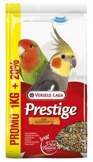 Versele-Laga Versele-Laga Prestige Big Parakeets średnia papuga (nimfa, nierozłączka) 1,2kg (1+0,2kg gratis)