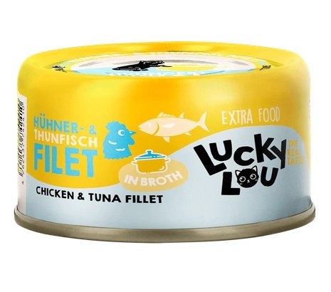 Lucky Lou Extrafood Kurczak i tuńczyk w bulionie puszka 70g Lucky Lou Extrafood Kurczak i tuńczyk w bulionie puszka 70g