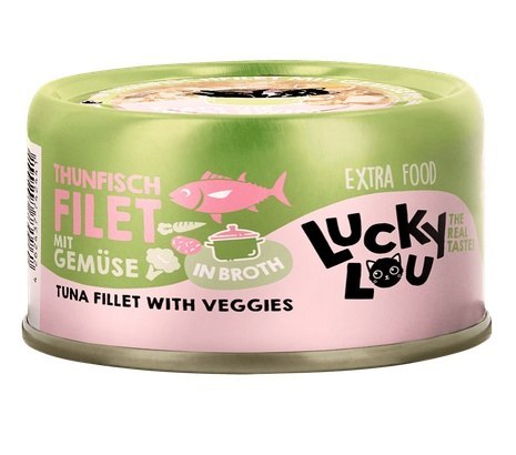 Lucky Lou Extrafood Tuńczyk i warzywa w bulionie puszka 70g Lucky Lou Extrafood Tuńczyk i warzywa w bulionie puszka 70g