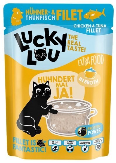 Lucky Lou Lucky Lou Extrafood Kurczak i tuńczyk w bulionie saszetka 70g Lucky Lou Lucky Lou Extrafood Kurczak i tuńczyk w bulionie saszetka 70g