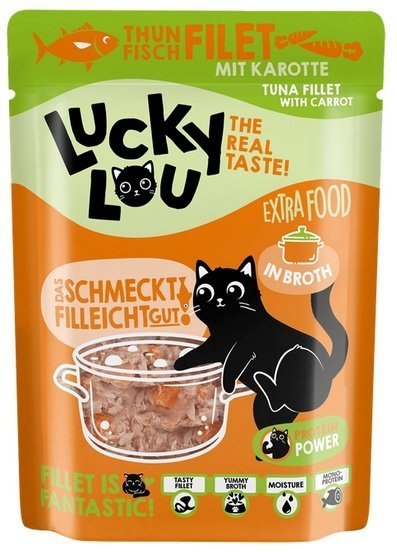 Lucky Lou Lucky Lou Extrafood Tuńczyk i marchewka w bulionie saszetka 70g Lucky Lou Lucky Lou Extrafood Tuńczyk i marchewka w bulionie saszetka 70g