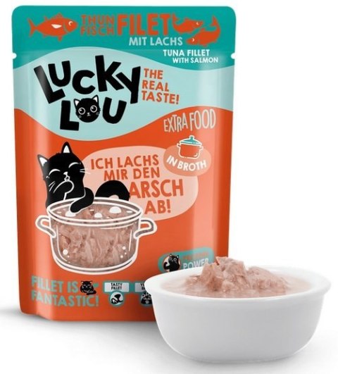 Lucky Lou Lucky Lou Extrafood Tuńczyk & łosoś w bulionie saszetka 70g Lucky Lou Lucky Lou Extrafood Tuńczyk & łosoś w bulionie saszetka 70g
