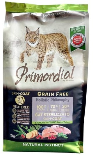 Primordial Primordial Cat Grain Free Neutered Skin Coat Salmon & Turkey 2kg